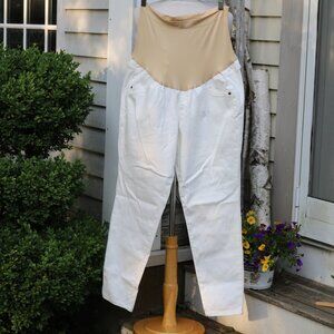 A Glow Plus Size Maternity White Stretch Cotton Blend Jegging Skinny Jeans Sz 18